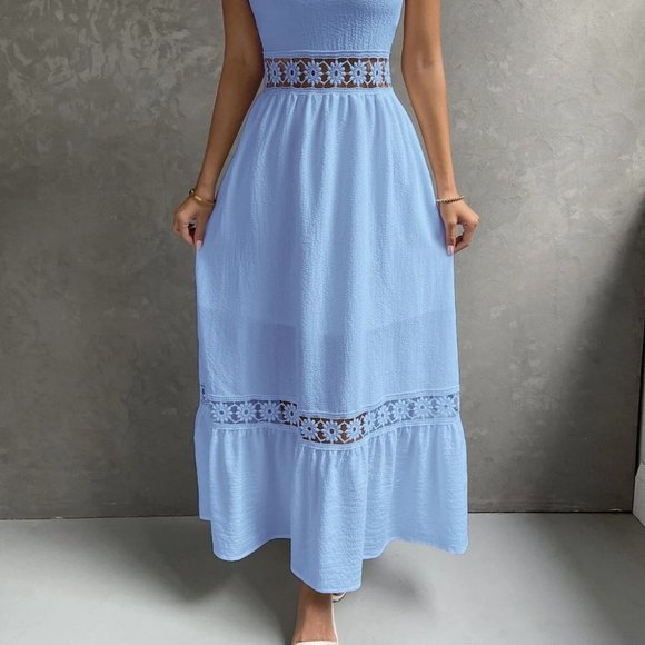 Blue shabby Chic Womens Lace insert Dress - Picture 4 of 5